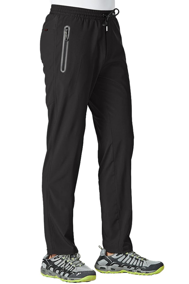 TBMPOY Men's Travel Hiking Pants Lightweight Athletic Pant Quick Dry Windbreaker Fishing Running Active Jogger Black XL - Image 1